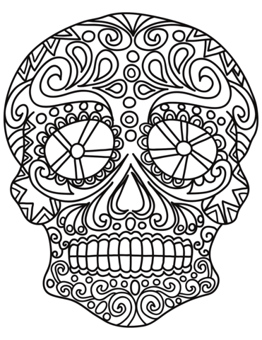 Pop Art Sugar Skull Coloring Page